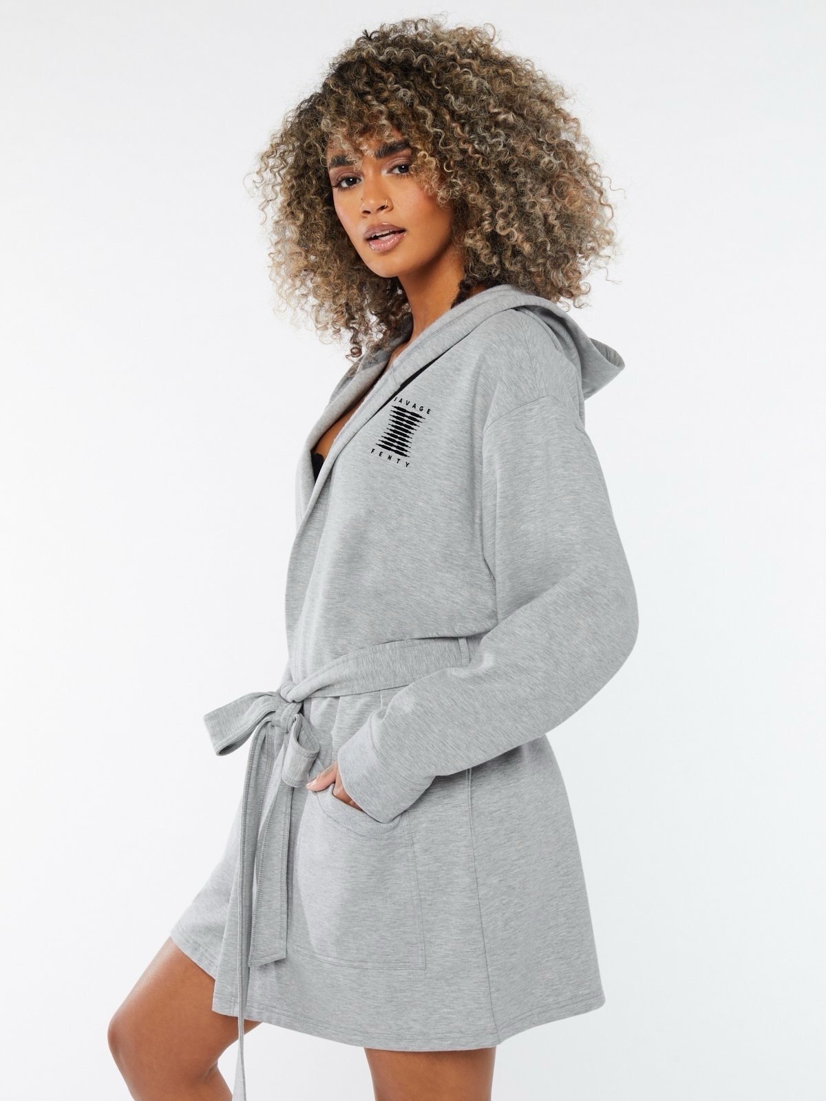 Savage Fenty NWOT! Showgirl Short Robe In Platinun Grey Size M/L