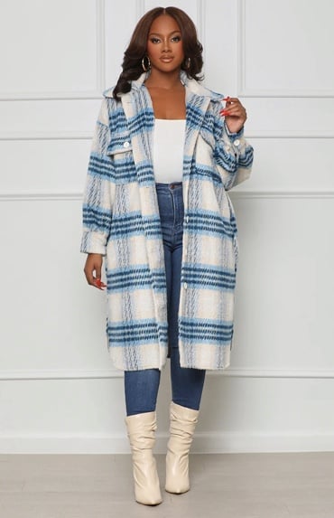 Oversized Plaid Jacket Cardigan