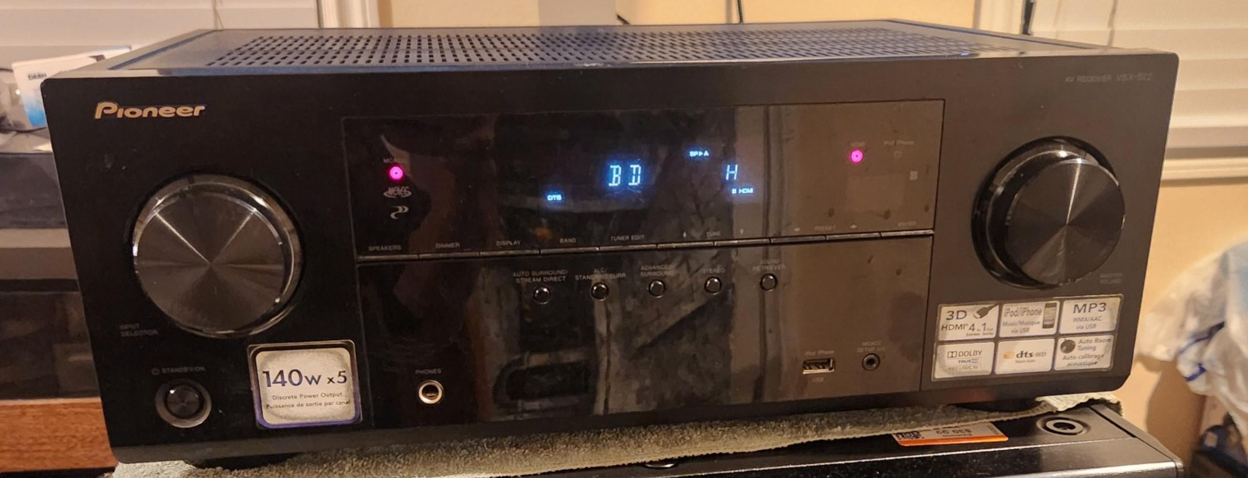 Pioneer VSX-522-K
Home theater receiver with 3D-ready HDMI switching