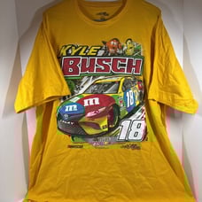 Kyle Busch M&M Joe Gibbs Racing #18 Double Sided T-Shirt NASCAR Yellow 2XL