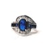 Blue Sapphire Ring Navy Colored Stoned 18 K White Gold Filled WGF size 6