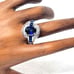 Blue Sapphire Ring Navy Colored Stoned 18 K White Gold Filled WGF size 6