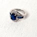 Blue Sapphire Ring Navy Colored Stoned 18 K White Gold Filled WGF size 6