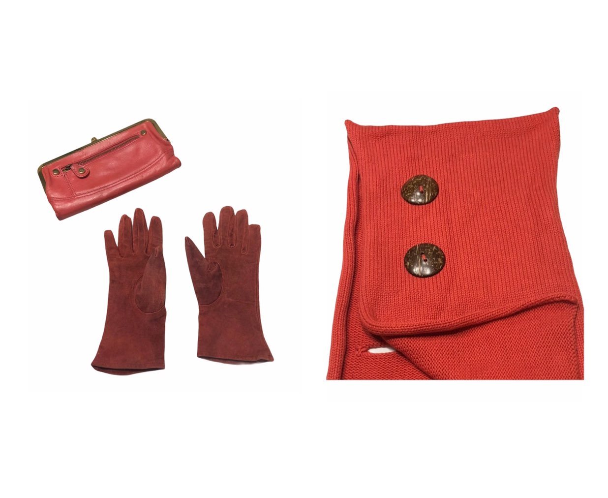3 pc. Leather Gloves, Scarf & Wallet