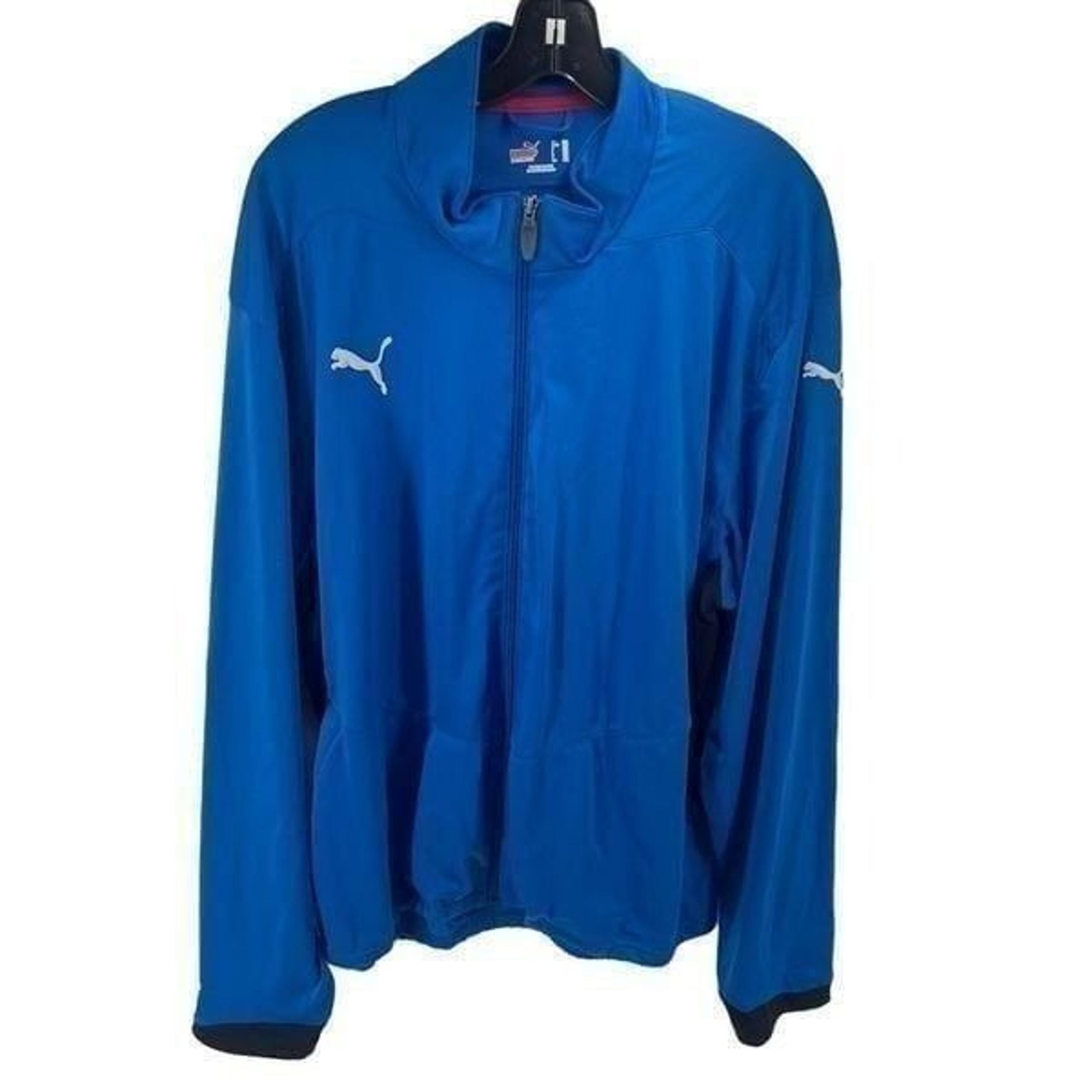 Puma Mens Liga Training Jacket Full Zip Active Adjustable Hem Logo Blue Size XXL