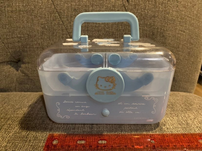 EXTREMELY RARE vintage Sanrio Hello Kitty Blue Angel Caboodle