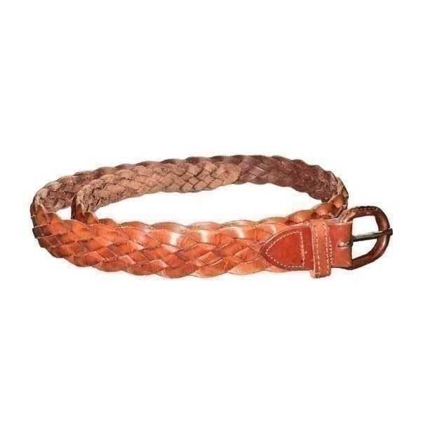 Brown leather made in Argentina braided belt men’s size 42 waist