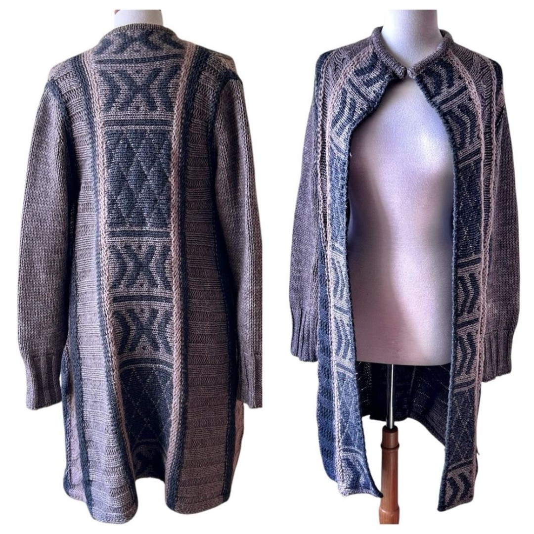 GOTTARDI Alpaca Mohair Blend Grey Brown Long Cardigan Sweater Italian - Large