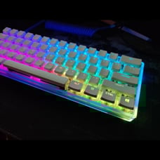 Gk61 optical red transparant keyboard with rainbow USB c coil and crystal keycap