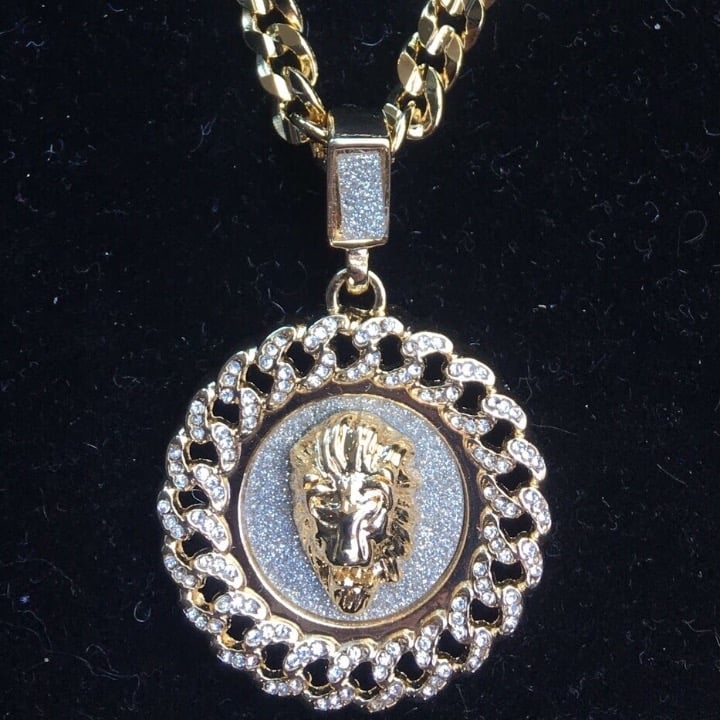 LION DIAMONDS CZ 18K GOLD CHAIN ITALY