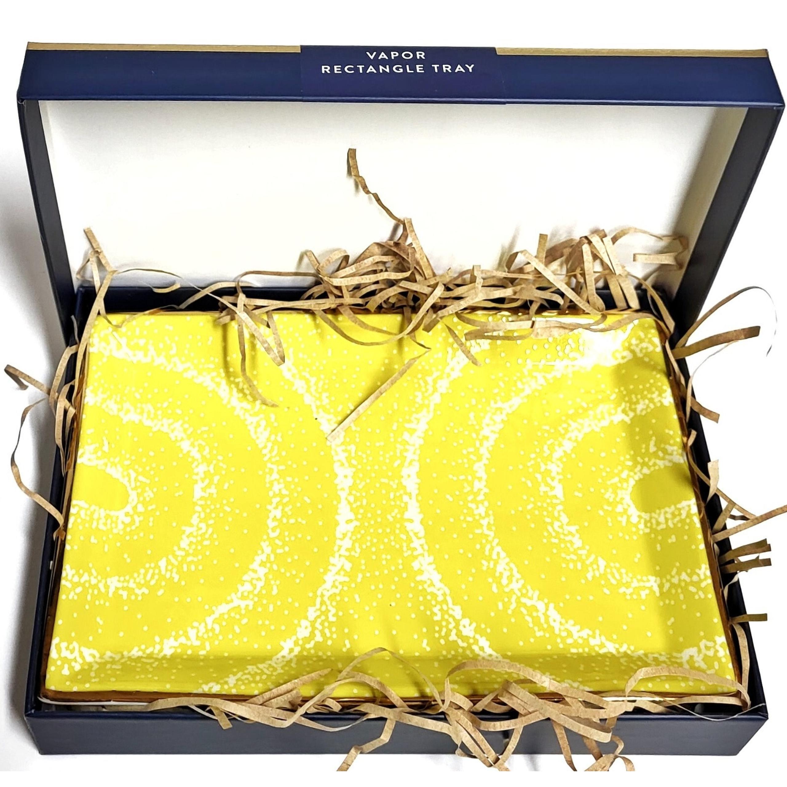 Jonathan Adler Vapor Rectangle Tray Soft Spray Yellow High Fired Porcelain NIB
