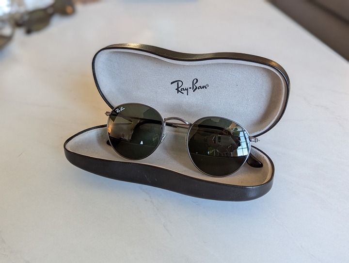 Ray-Ban RB3447 Round Metal Sunglasses with Gunmetal Frame Green Lenses
