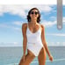 Kenny Flowers The Santorini White Floral Jacquard Underwire One Piece Sz L NWT..