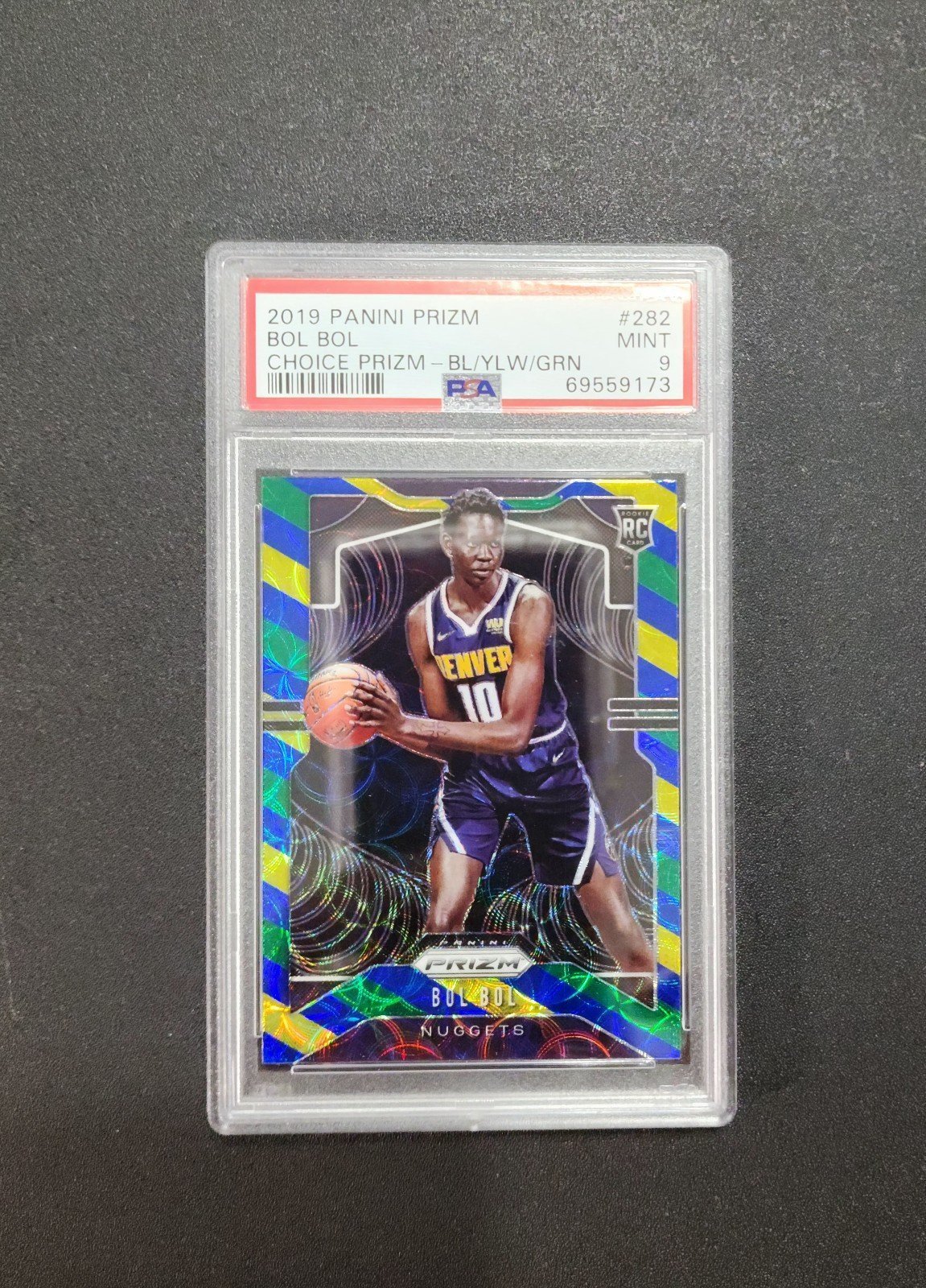 PSA 9 Mint 2019 Panini Prizm Bol Bol Choice Blue Yellow Green RC Prizm Card