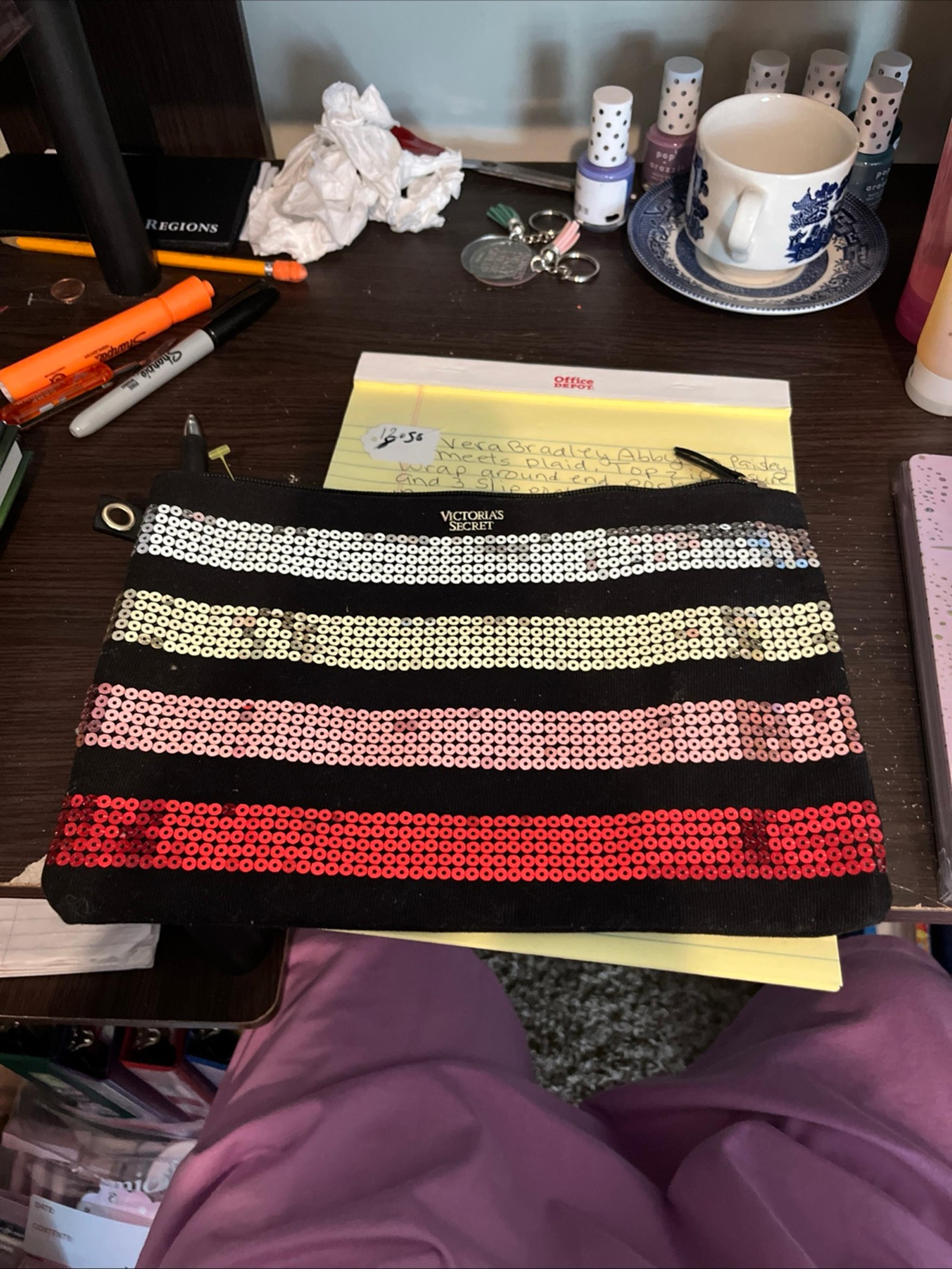 Victoria’s Secret sequin canvas cosmetic bag