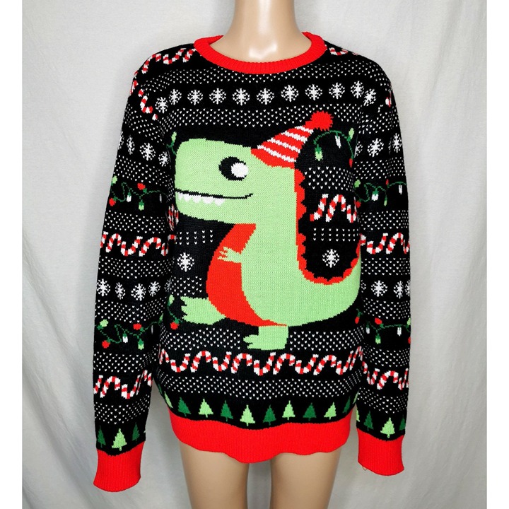 NWT Lanpulux wool Christmas Dino sweater