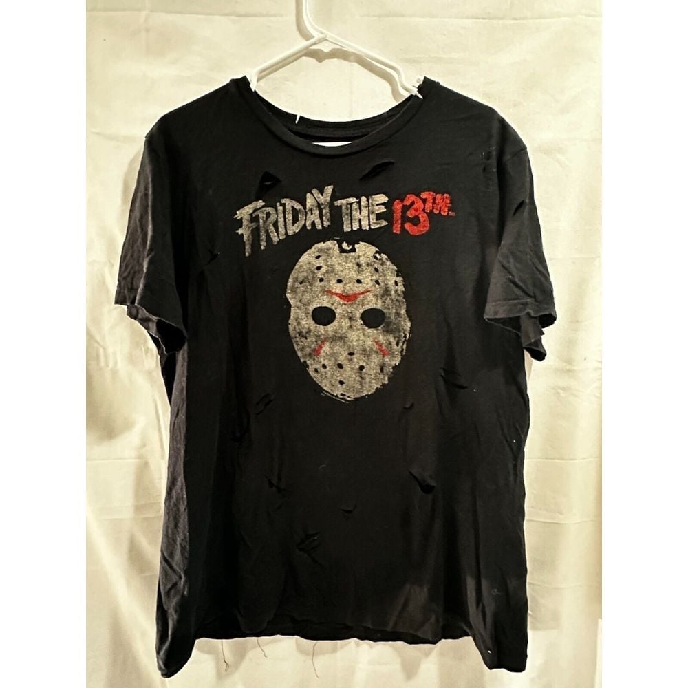 Thrashed Distressed Friday The 13th Horror Movie Large T-Shirt Faded