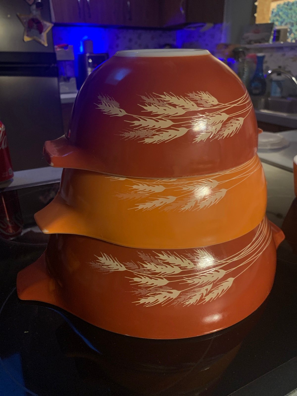 Pyrex Wheat Leaf 3 bowl set