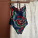 Farm Rio Chevron Toucans Halter Neck One-Piece Bathing Suit Swimsuit NEW Size S