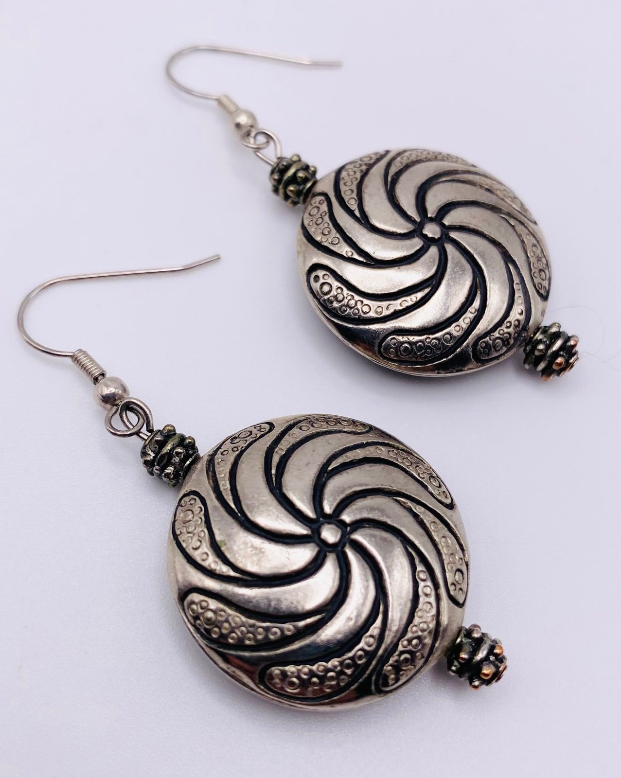 Tribal Style Silver Dangle Earrings