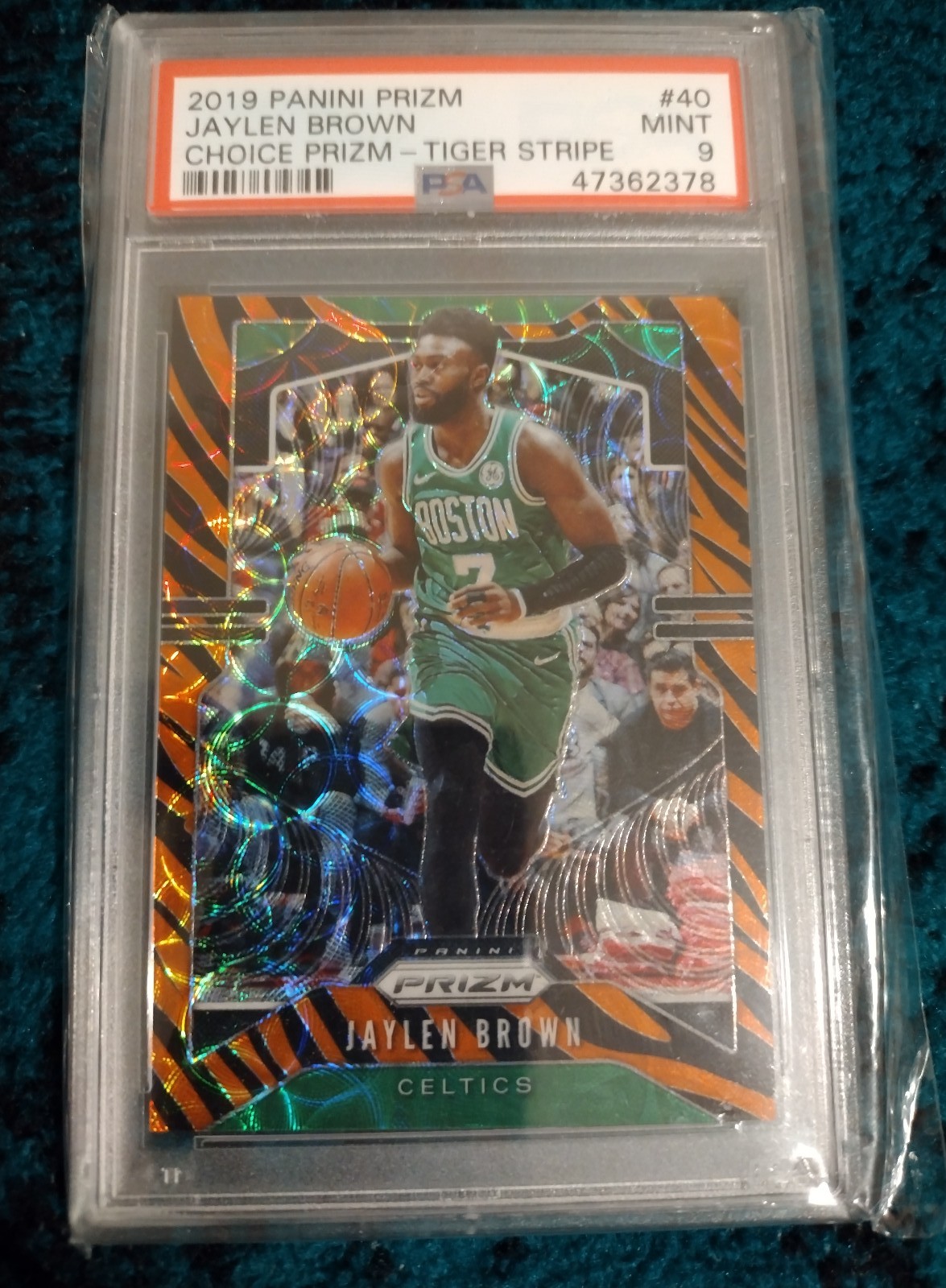 2019 JAYLEN BROWN Panini Prizm Choice Prizm Tiger Stripe SSP PSA 9 MINT POP 1