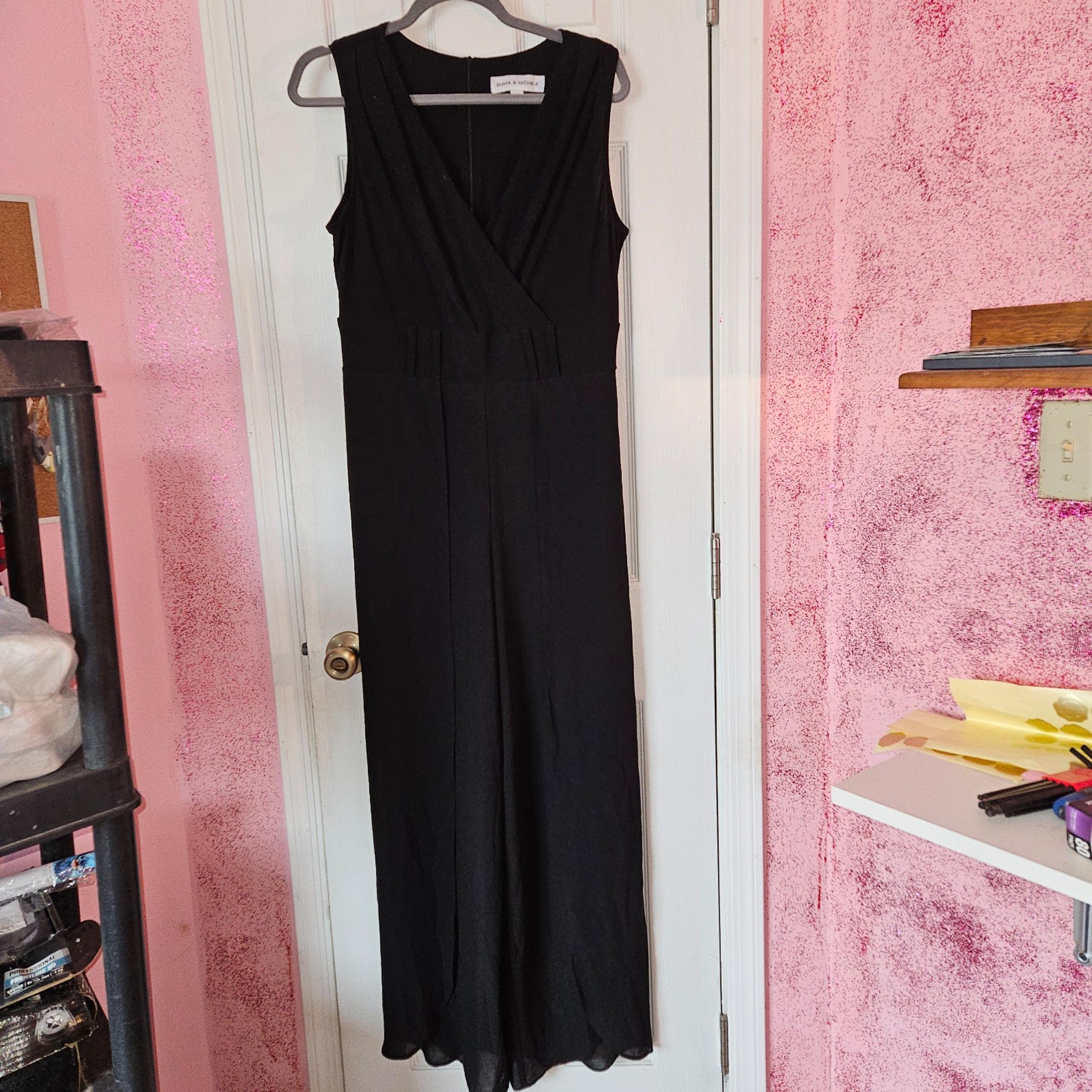 Black slit leg jumpsuit
