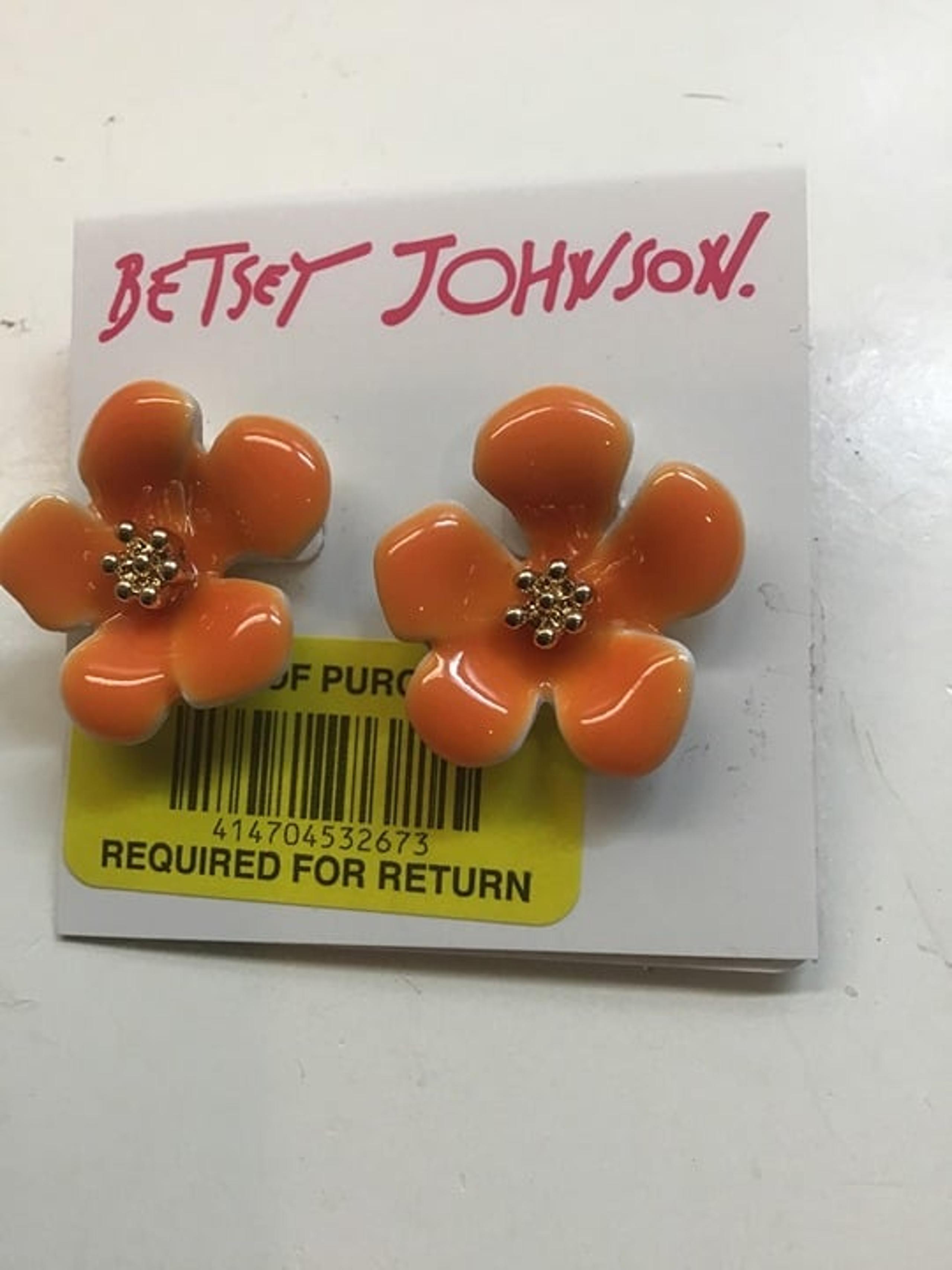 Betsey Johnson New Orange Flower Earrings