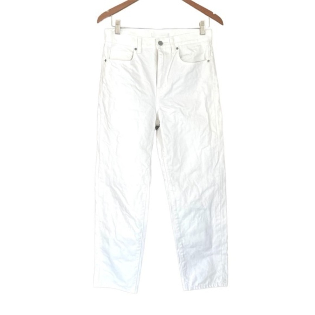 Uniqlo Mid Rise Relaxed Fit Tapered Jeans White Size 24 Cotton Denim Slim