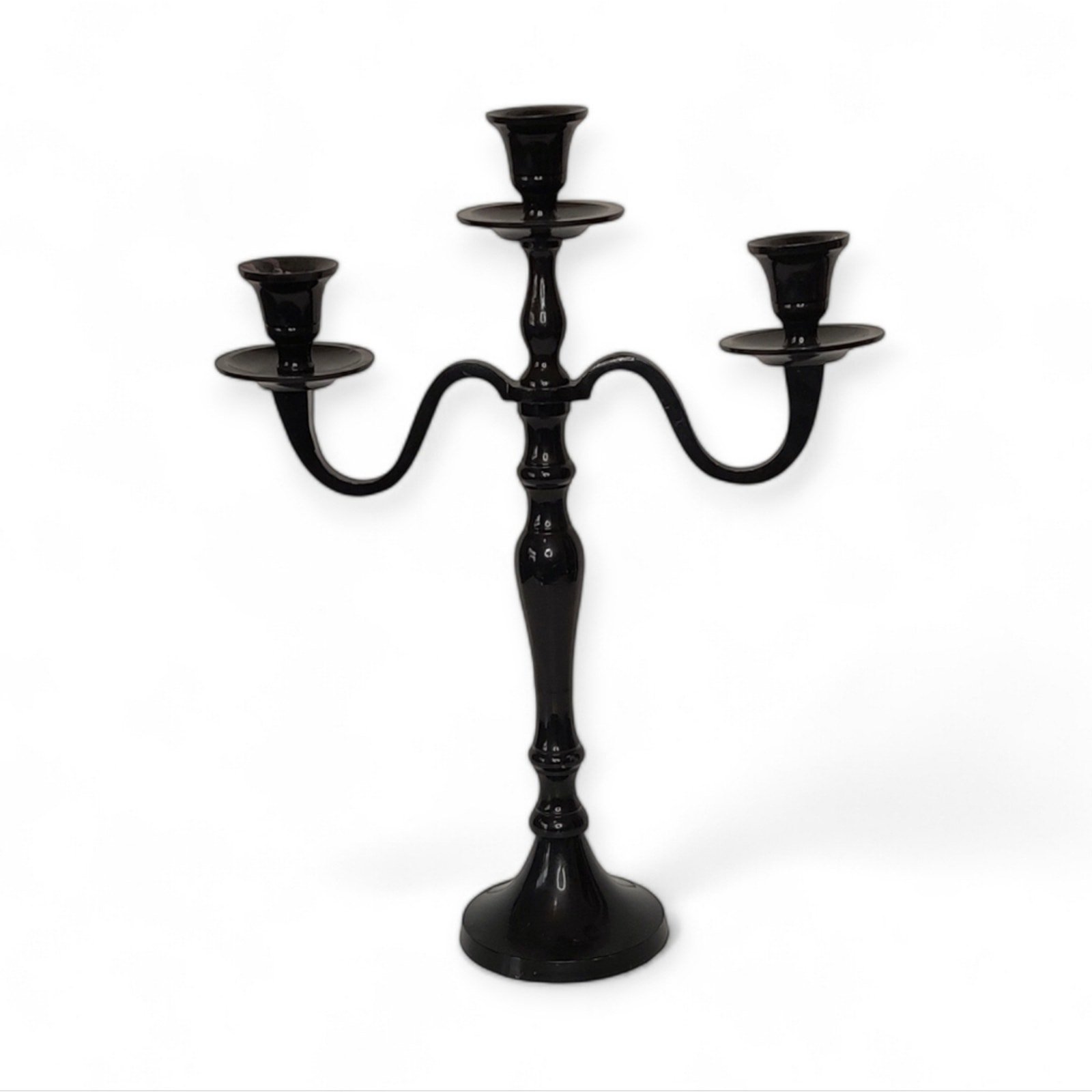 Gothic Black Metal Halloween Candelabra 3 Arm Candle Holder