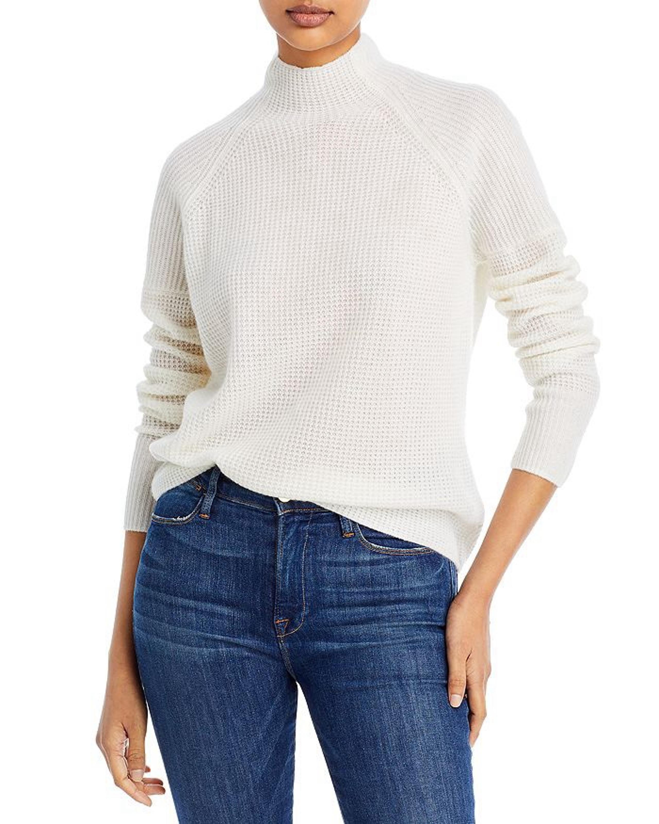 Vineyard Vines Mock Neck Waffle Knit Cashmere Sweater