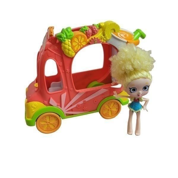Shopkins Shoppies Smoothie Juice Truck Vehicle Retired Fruit Car and Popette dol