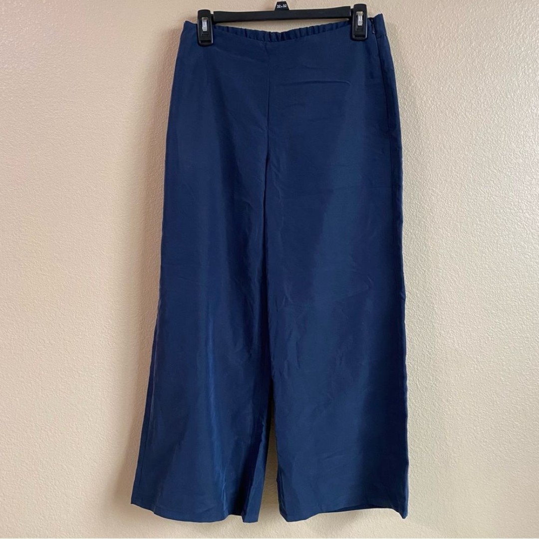J Jill New Size XS Navy Blue Modal Blend Elastic Waist Wide Leg Cropped Pants