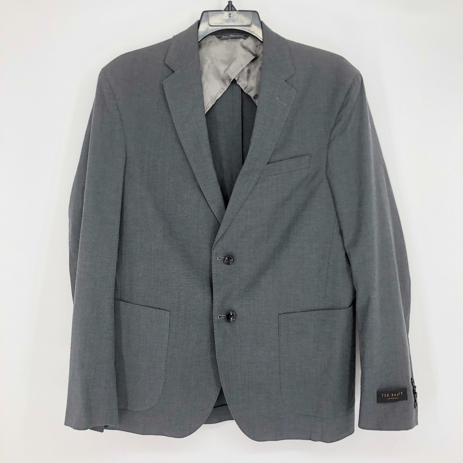 TED BAKER LONDON Men's Tampa Suit Jacket 40R Grey Slim Fit Stretch Notch Lapel