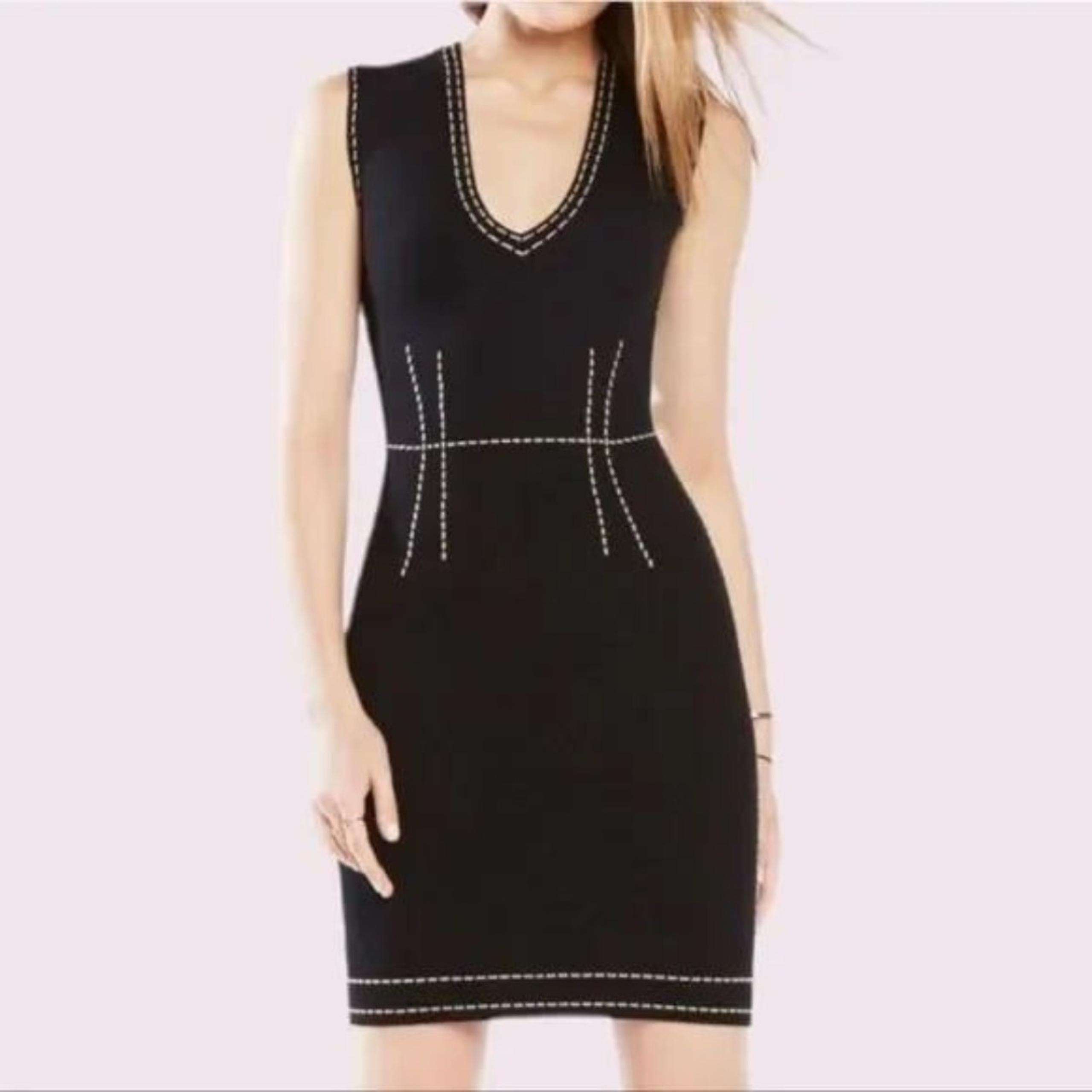 BCBG Max Azria Walleska Stitch Knit Sleeveless Sweater Bodycon Mini Dress L