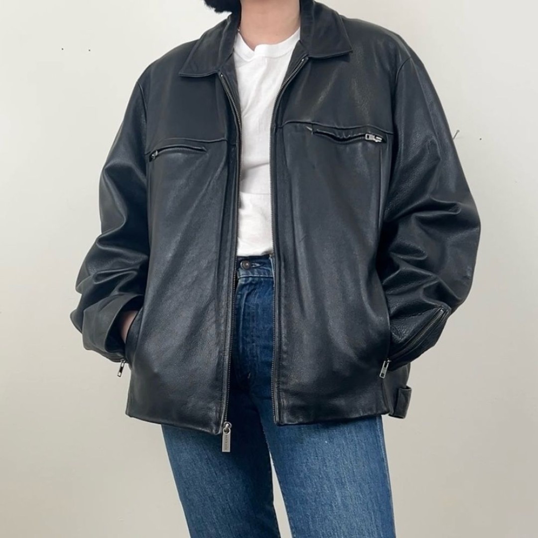 Vintage Wilsons M. Julian Boyfriend Black Leather Jacket with Detachable Lining