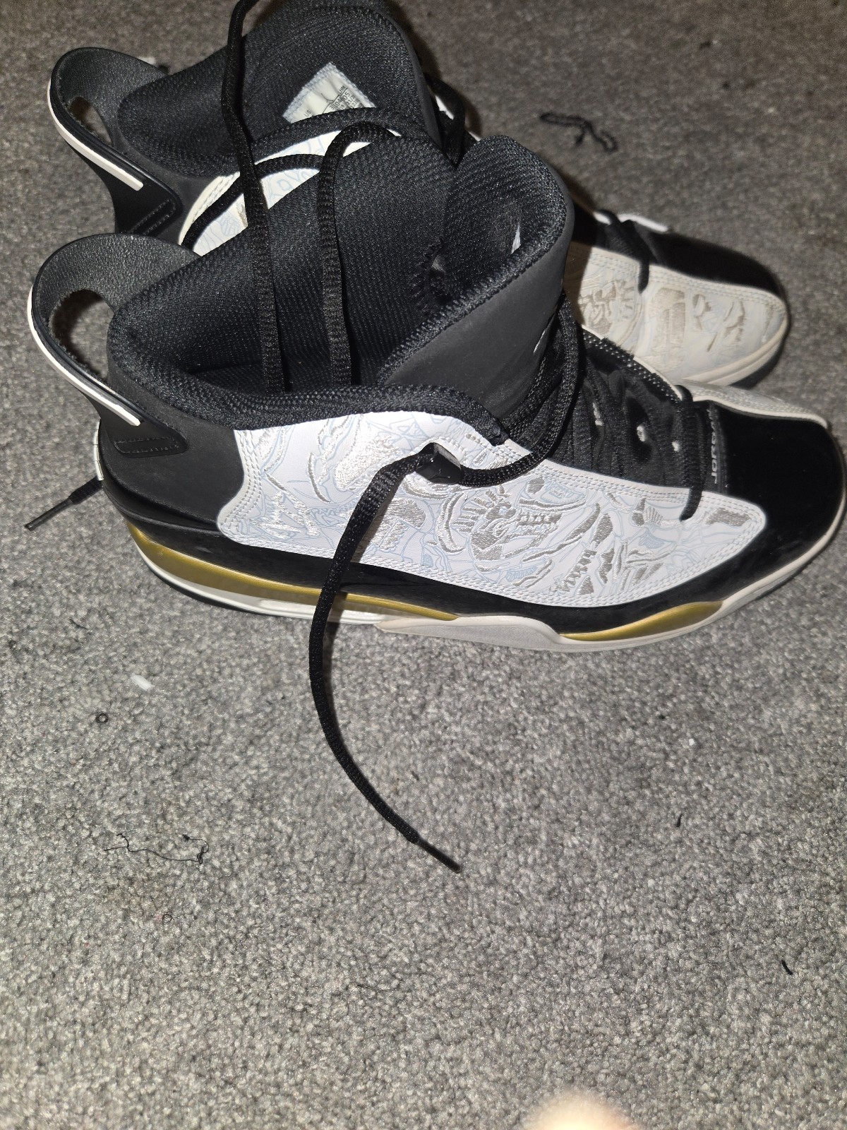 Black white gold Nike air Jordan