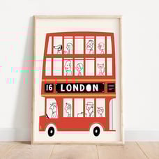 London bus, London wall art, Nursery London, Cute art print,
