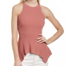 225 NEW CINQ A SEPT PINK SLEEVELESS RIBBED TOP
