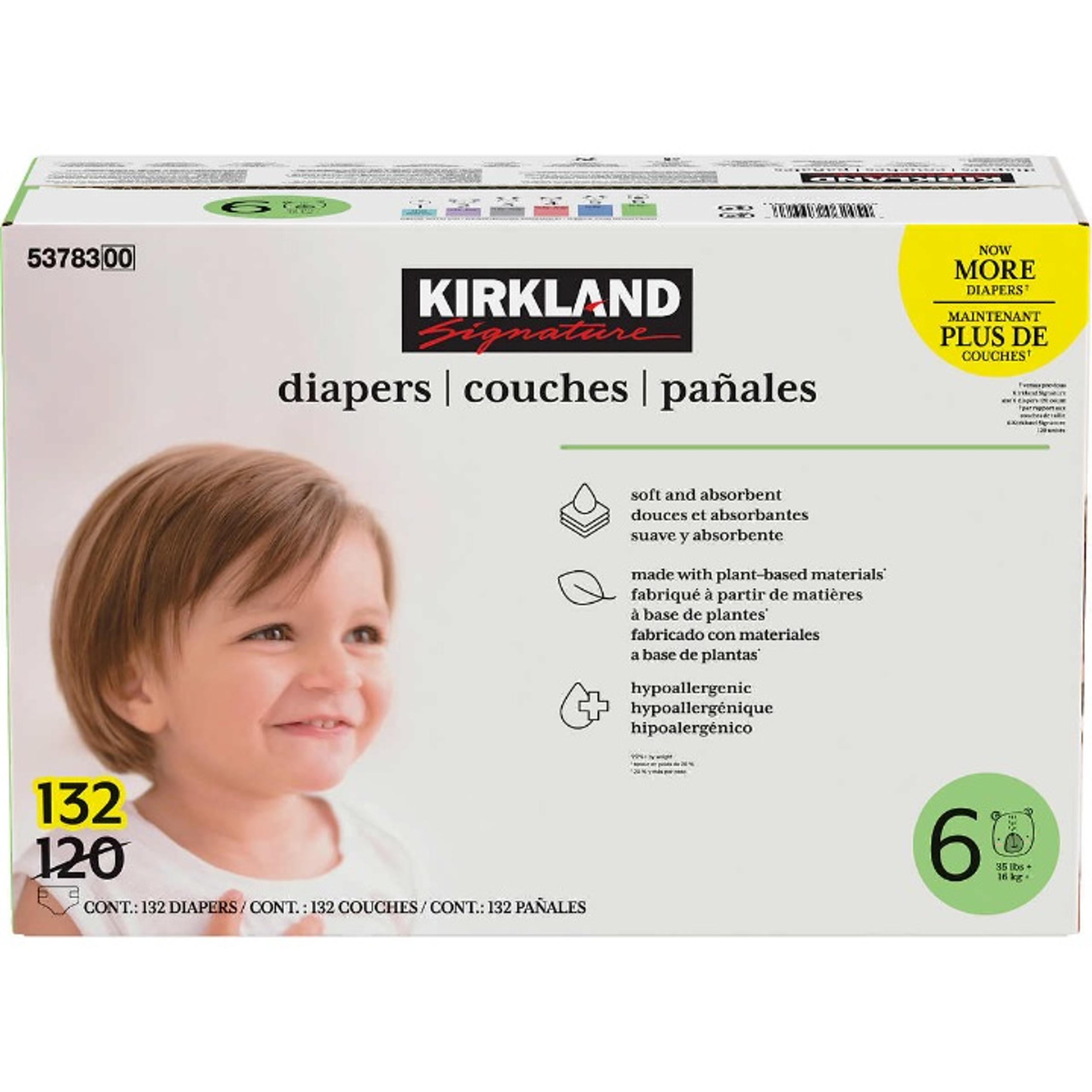 Kirkland Signature Diapers Baby, Size 6 (132 Count)