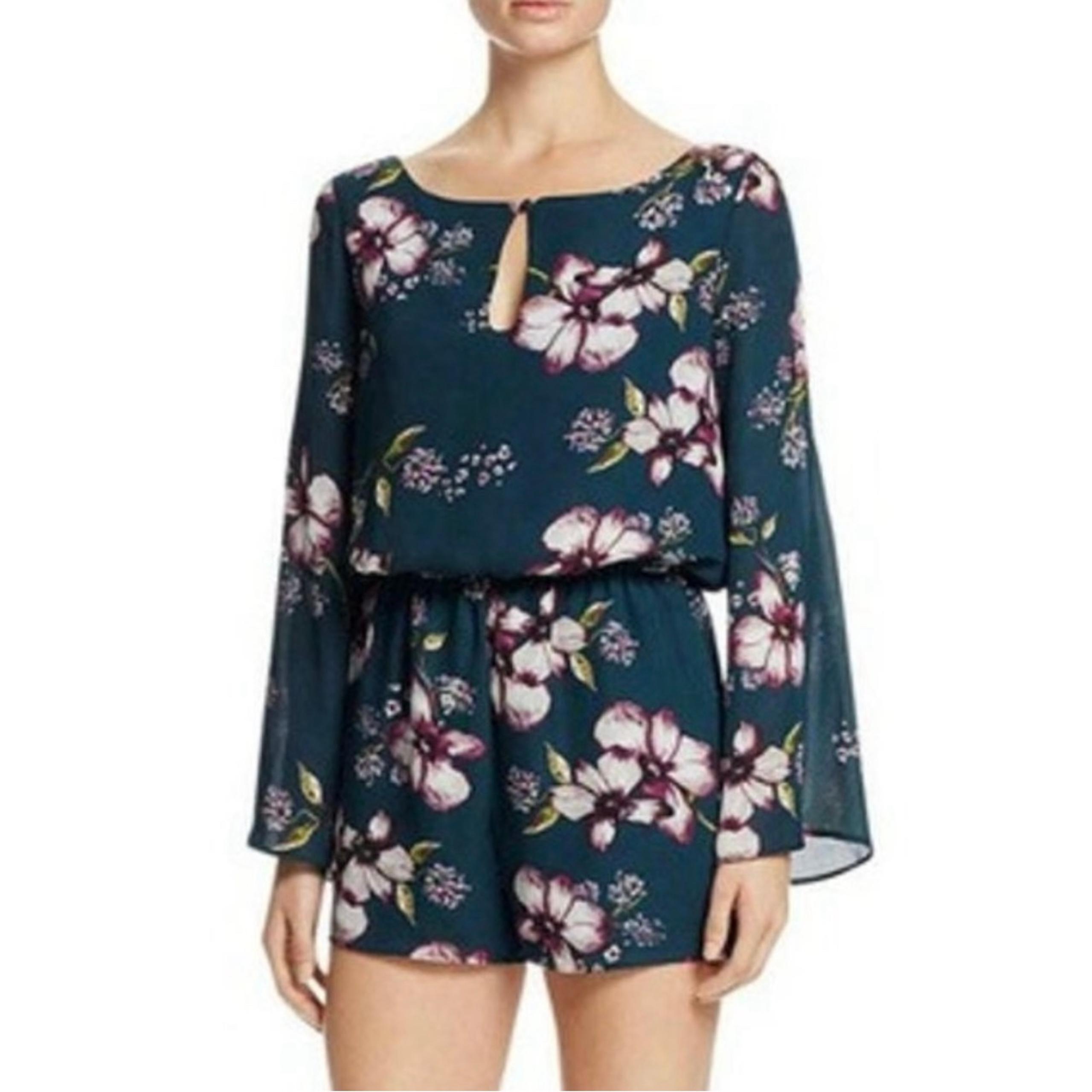Cupcakes And Cashmere Teal Floral Romper Women’s Size 4