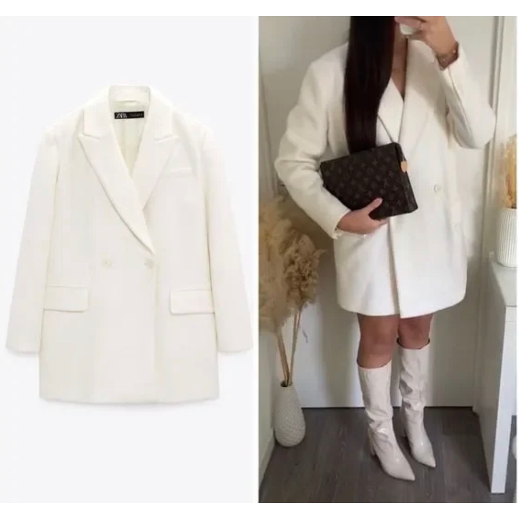 ZARA WOOL BLEND SHORT COAT ECRU