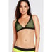 Fabletics Neon Costa Mesh Layer Triangle Bikini Top Removable Cups Sz Large NEW