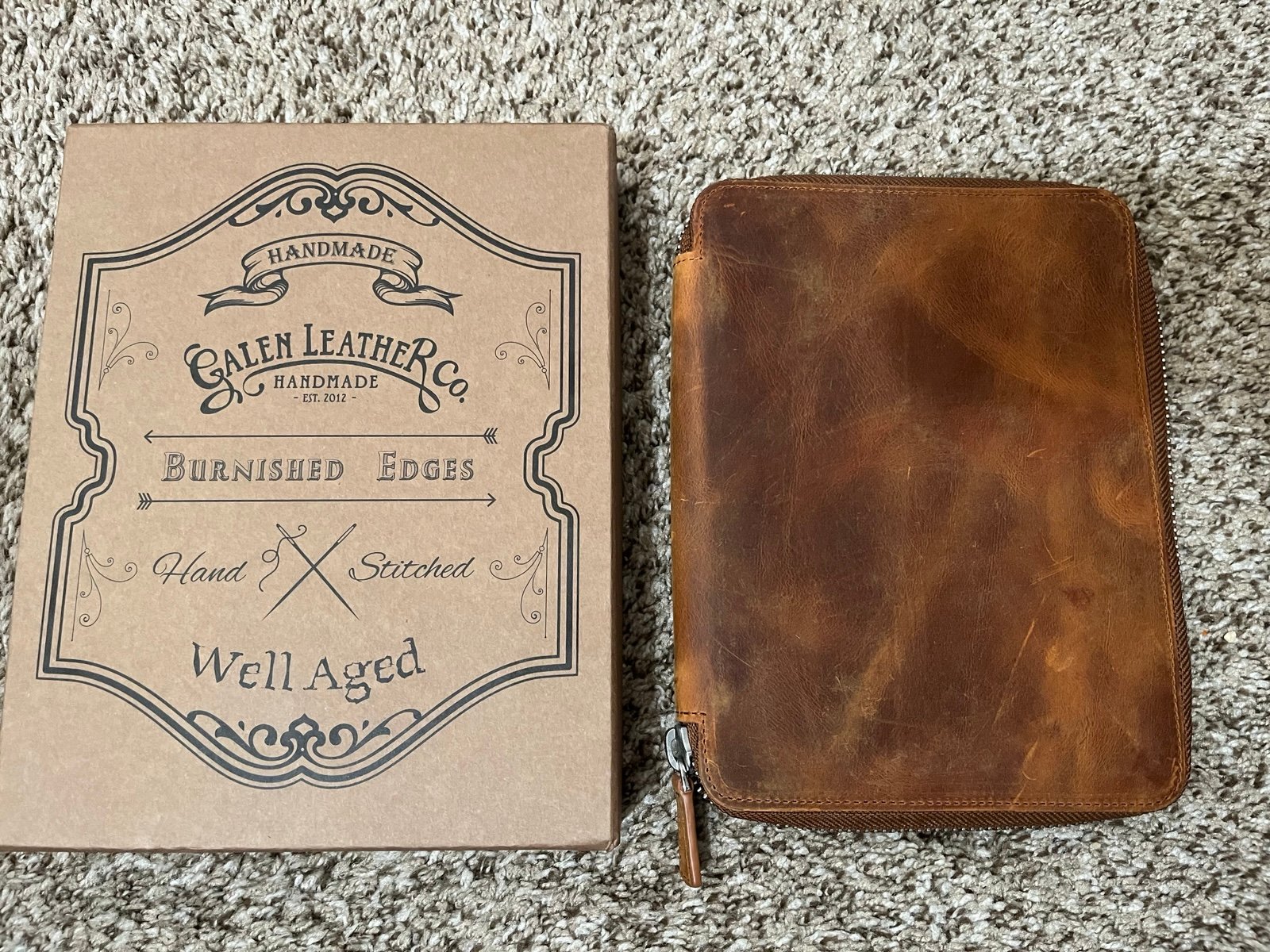 Galen Leather Crazy Horse A5 Zippered Folio