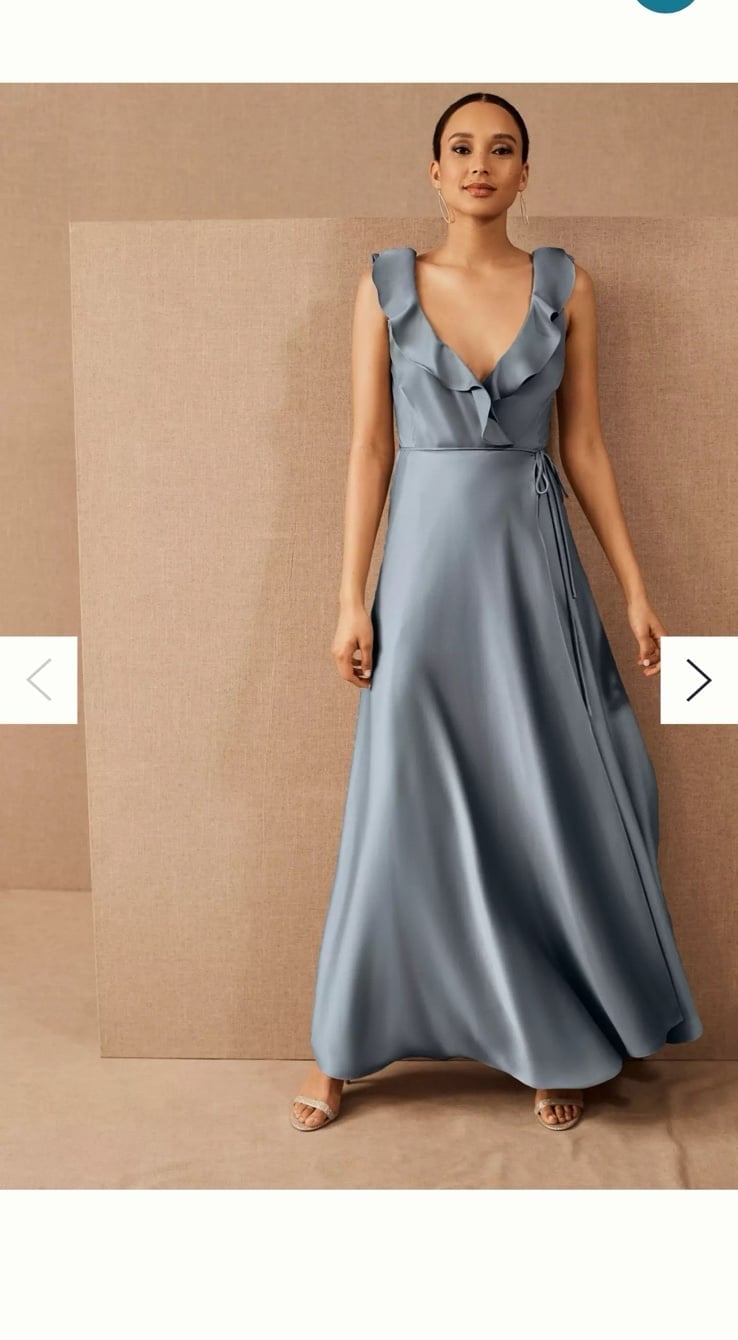 BHLDN Tansy Satin Charmeuse Maxi Dress Midnight Navy