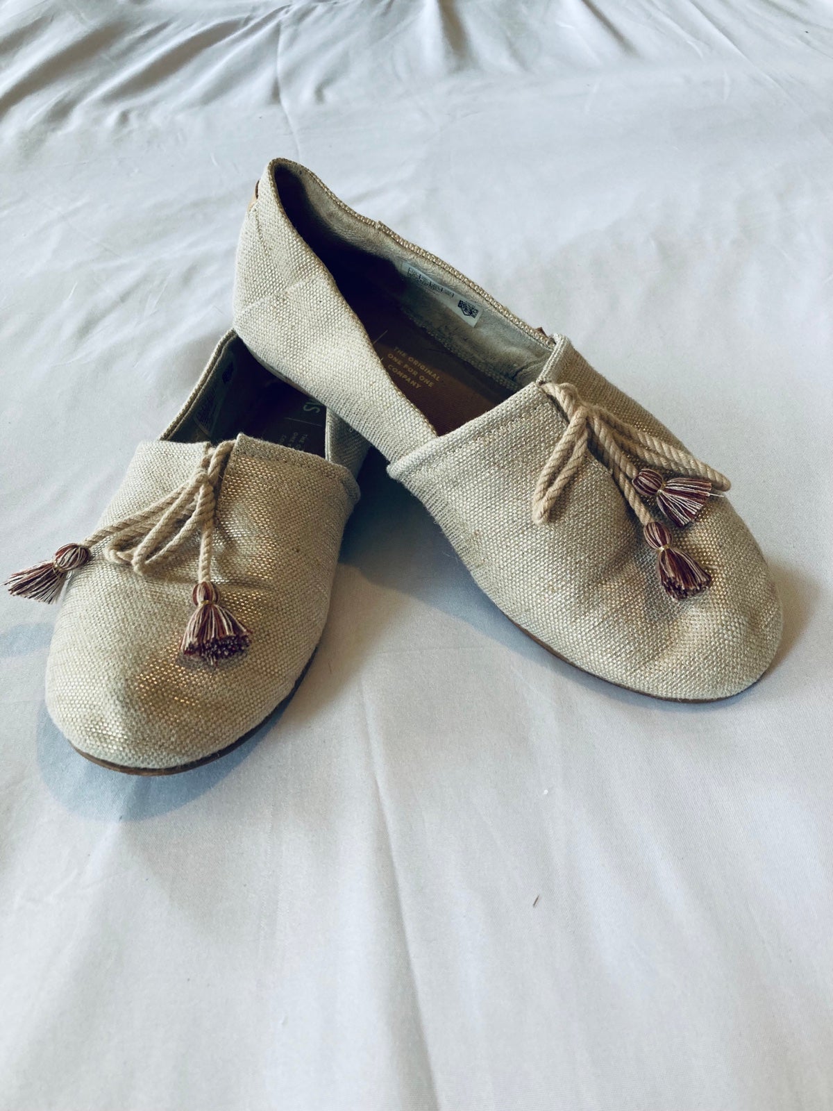 TOMS Canvas Gold Metallic Shimmer Kelli Slip On Shoes