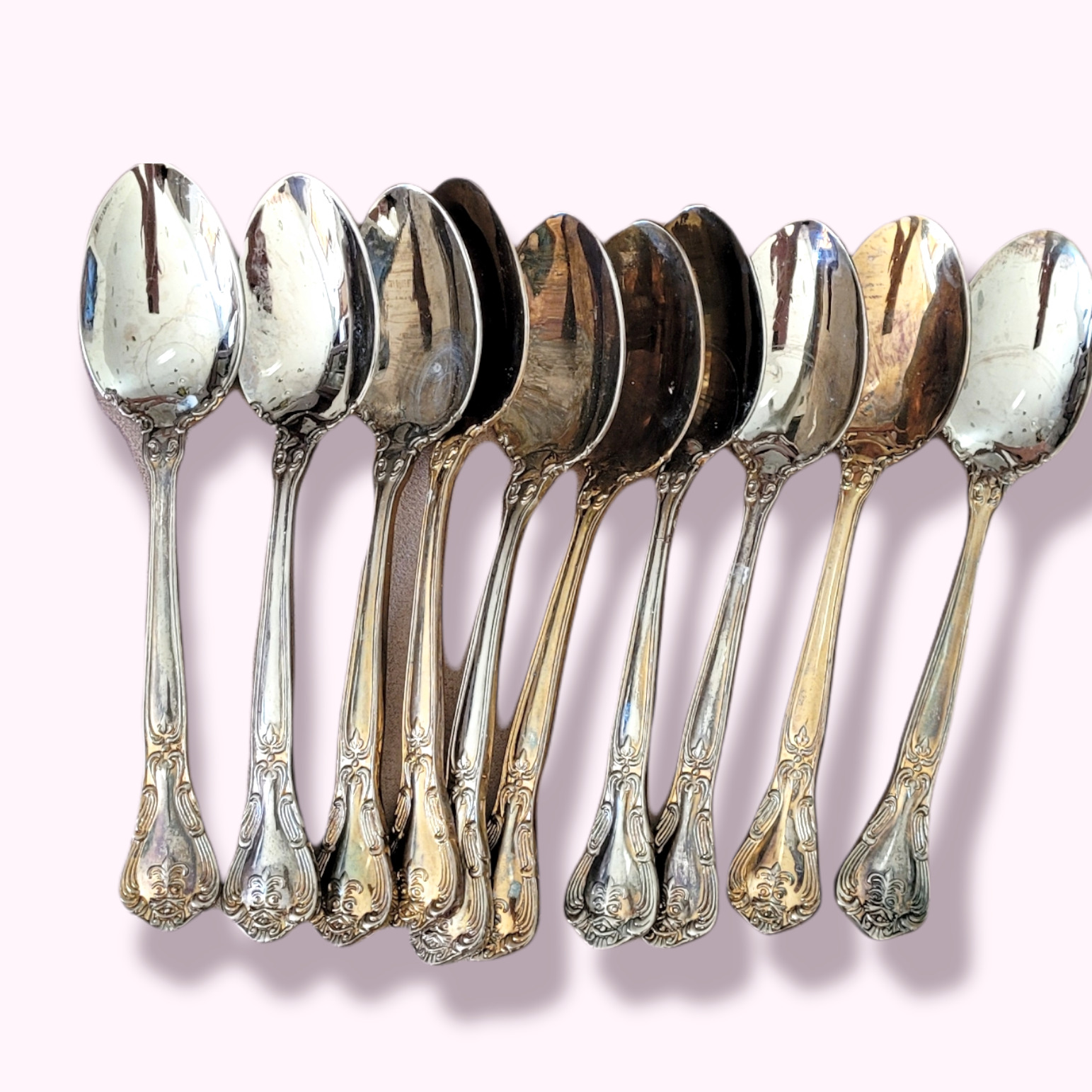 SET 10 Oval Place Soup Spoon, Grandmaster by GODINGER Silverplate Vintage Spoons