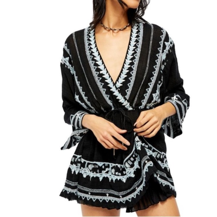NEW! Free People Saffron Embroidered Tun
