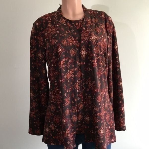 Denim & Co. Printed Heavenly Jersey Tunic Cardigan with Tank Set