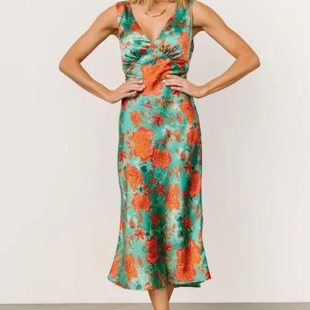 Baltic Born Medina Tank Dress - Jade+Red FLoral XL