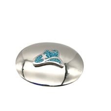 Vintage Western Silver Belt Buckle with Turquoise Inlay Cowboy Hat